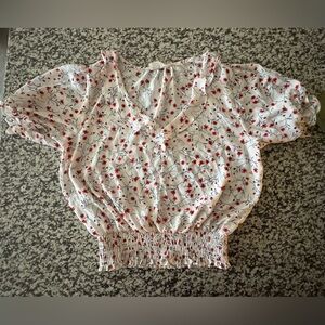 Sienna Sky White Blouse with Red Floral Print